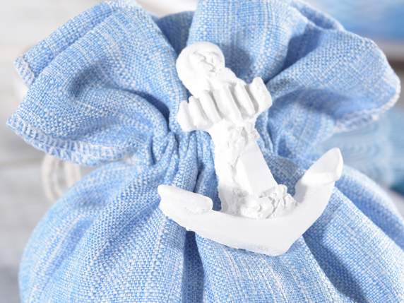 Cotton bag with chalk marine decoration and tie