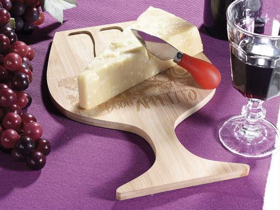 Cheese set with Gourmet wooden cutting board and 3 knives