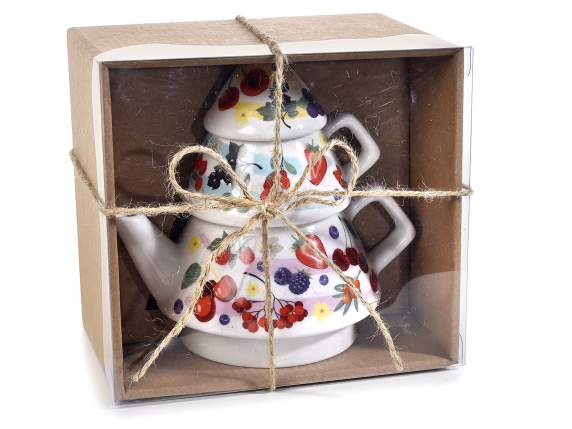 Porcelain teapot-cup set Red Fruits in gift box