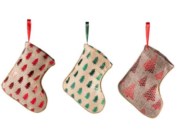 Epiphany stocking with shiny tree print to hang