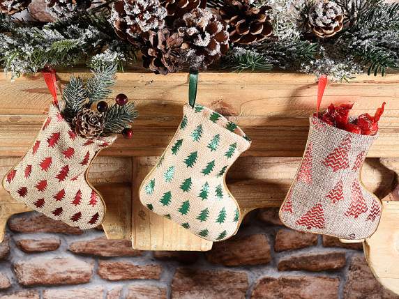 Epiphany stocking with shiny tree print to hang