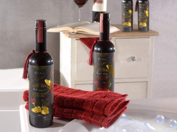 Wine bottle with shower gel Gourmet decorations