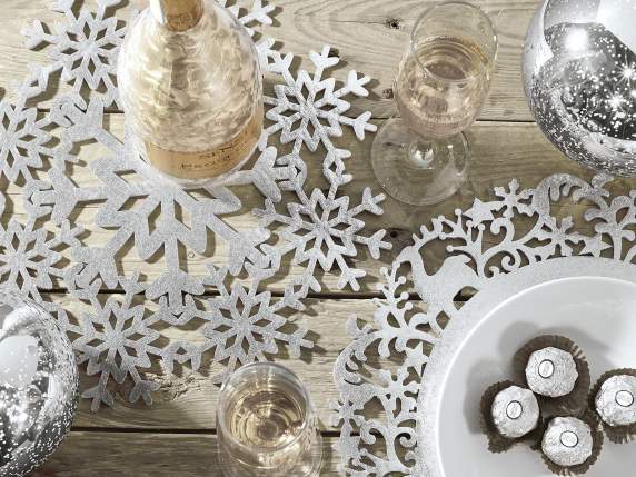 Silver metallic cloth placemat