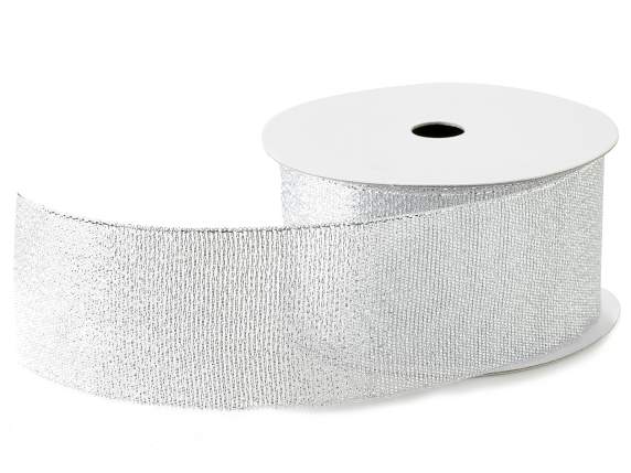 Silver lamé ribbon 40 mm