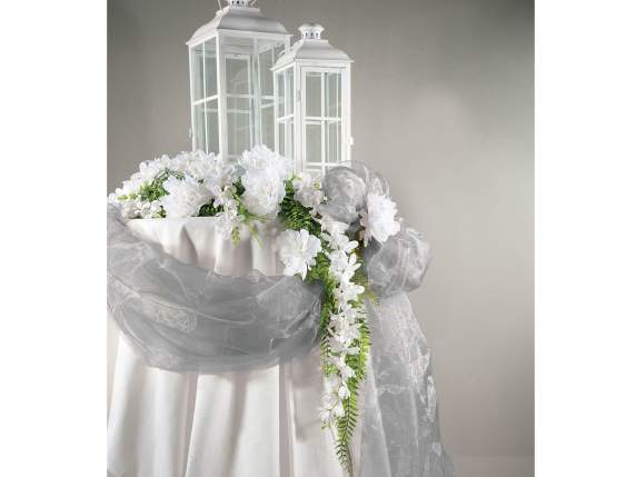 Plain light silver organza drape