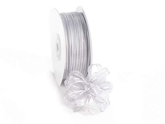 Veil ribbon with silver gray tie
