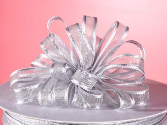 Veil ribbon with silver gray tie