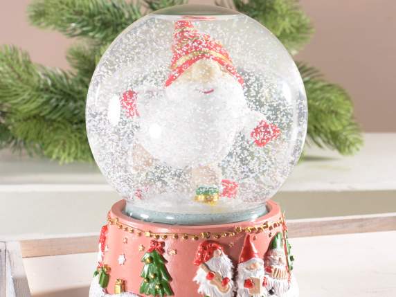 Snowball with music box Gnomes Singers on a resin base