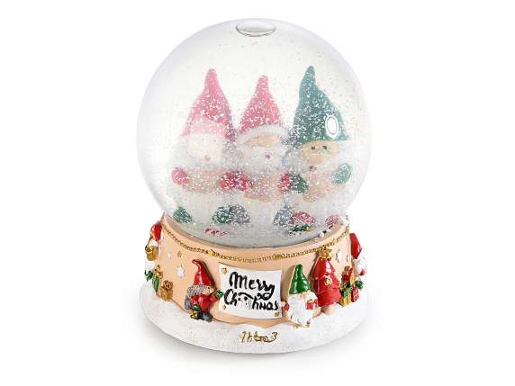 Snowball with music box Gnomes Singers on a resin base