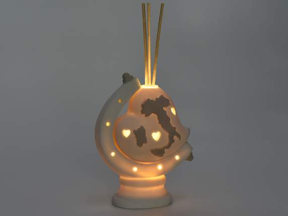 Porcelain heart Italy with led light and stick for scenting