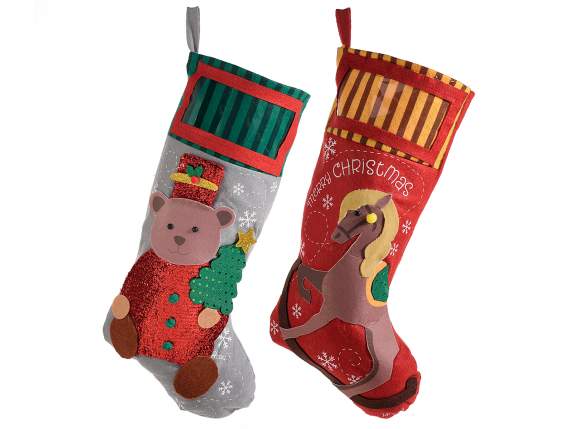 Sweets holder cloth sock with Xmas Vintage decorations to