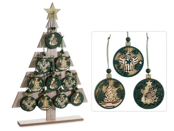 Tree display 30 wooden Angel decorations to hang
