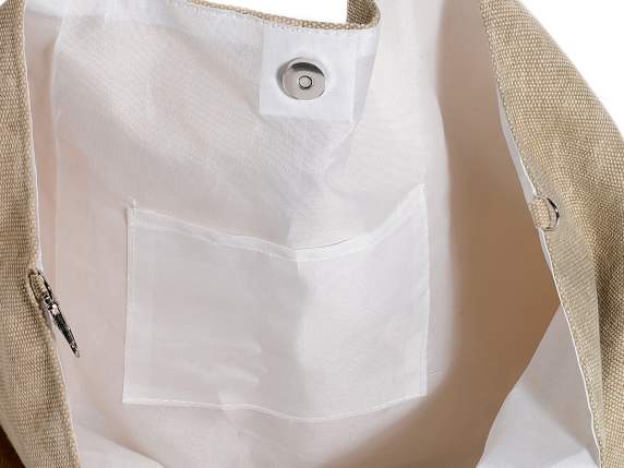 AlberoDellaVita two-tone fabric bag with jute base
