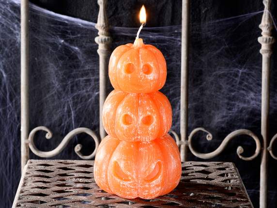 Triple pumpkin Halloween candle