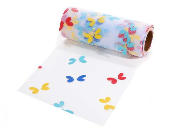 Roll of tulle with colorful butterflies