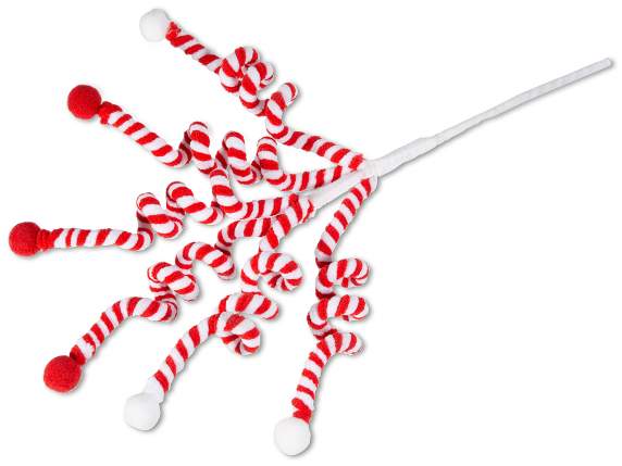 Sprig with 6 modelling chenille candy canes