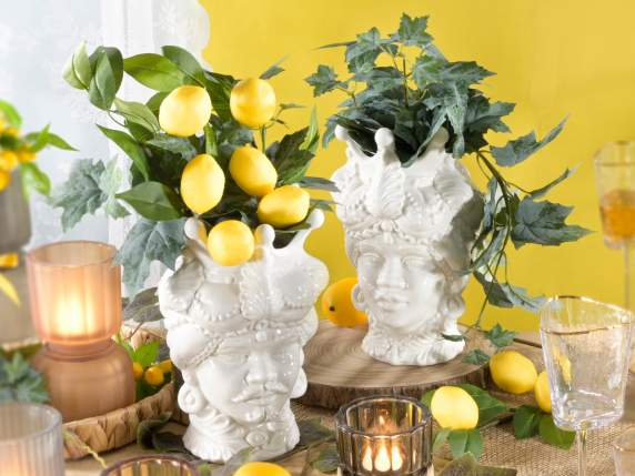 Large vase ioors heads decorative white porcelain