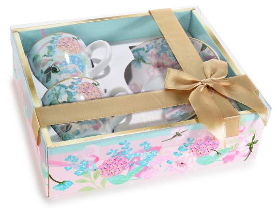 Pack of 2 70 ml porcelain cups with saucers