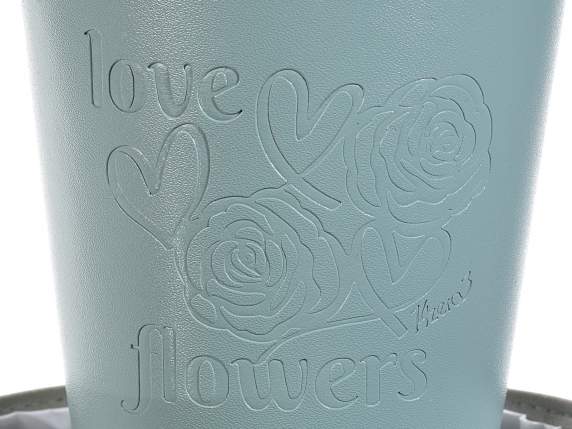 Set of 4 Rose - Hearts eco-leather vases with waterproof i