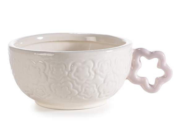 Porcelain cup set w - flower handle