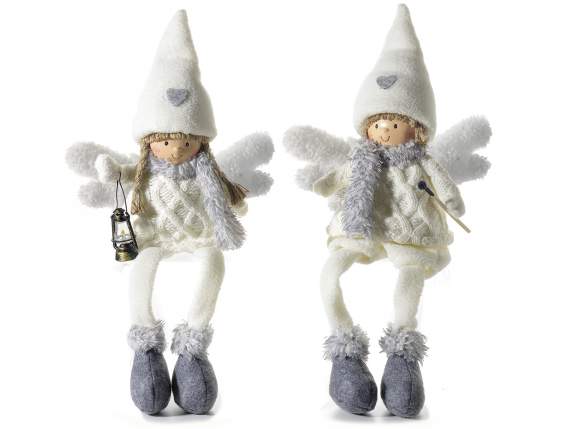 White Xmas angels with long legs with hat