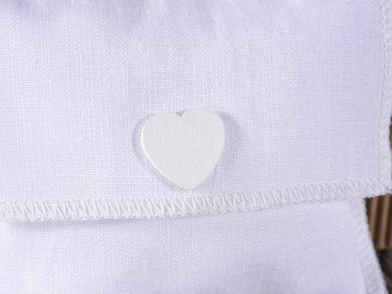 Fabric bag-sachet with wooden heart, velcro closure
