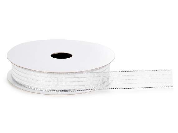 White ribbon with lamé threads