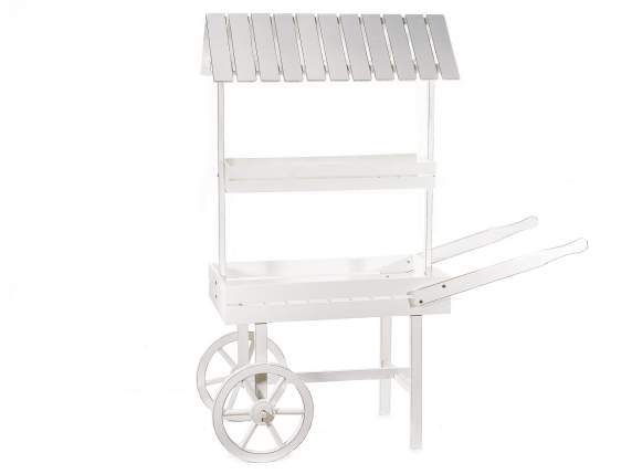 Large display and decorative cart in white wood