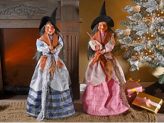 Befana Witch large cloth dress and broom to lean