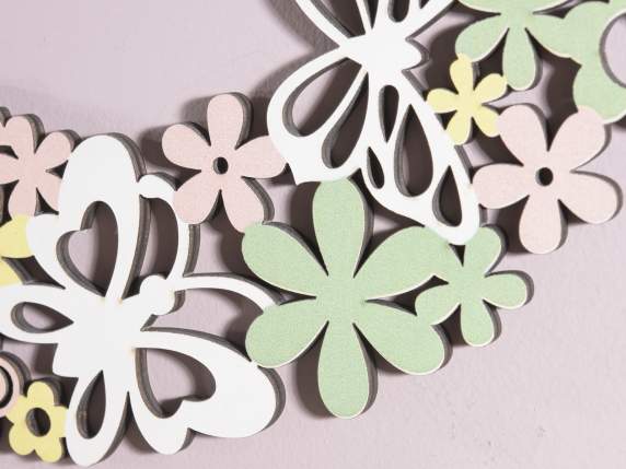Wooden garland with floral and Easter carvings to hang