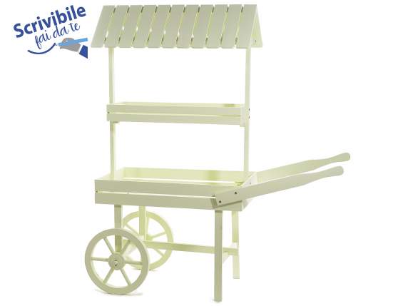 Display and decorative cart in light green wood