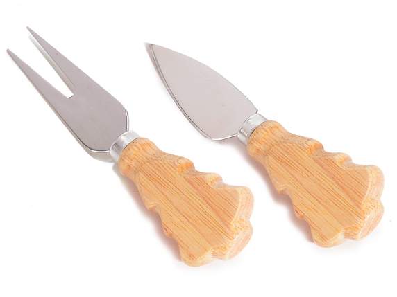 Cheese set consisting of 2 tools with wooden handle