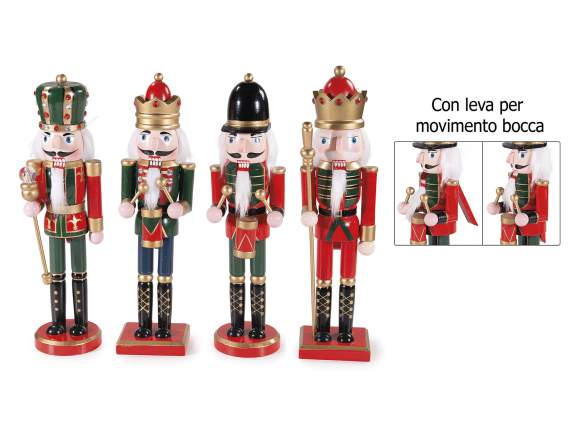 Wooden nutcracker with mouth movement lever