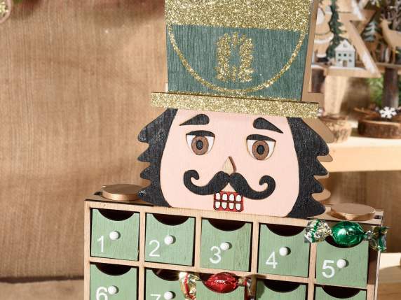 Green Nutcracker Advent Calendar with Glitter