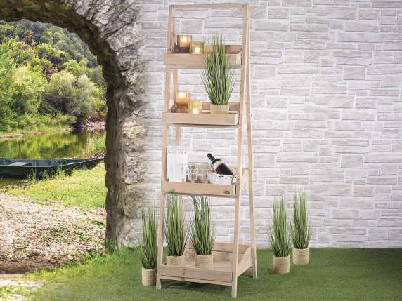 Natural wood shelf with 4 shelves