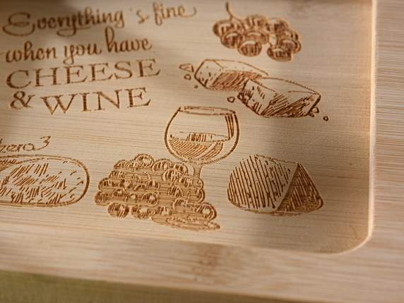 Wooden tray with 3 compartments and golden handles