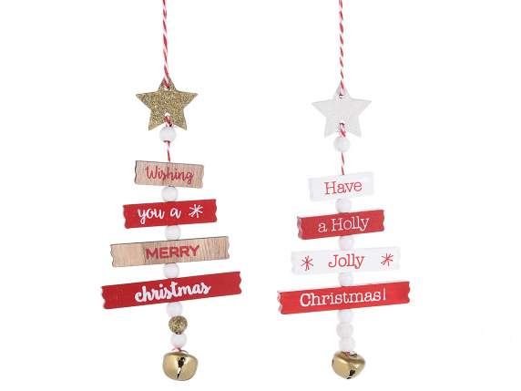 Wooden Christmas decoration with bell to hang