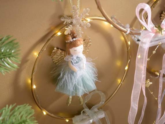 Chaplet with angel, pendant ribbon and led lights to hang