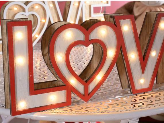 Love write in colored wood and warm white led light
