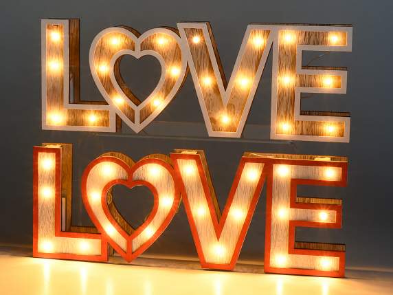 Love write in colored wood and warm white led light