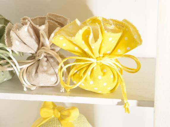 Yellow tulle cotton sachet with string