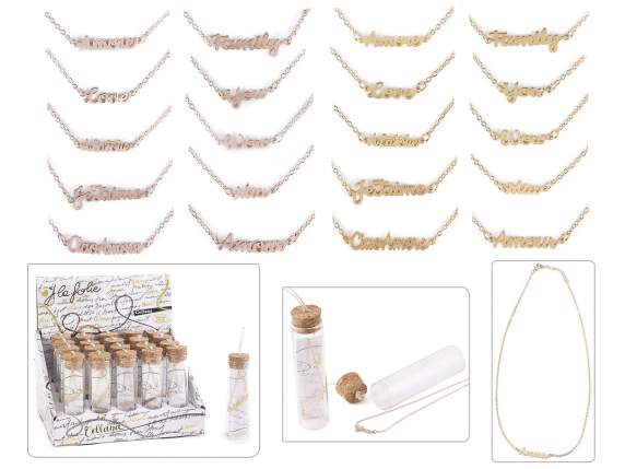 Choker - necklace metal with words, in glass test tube