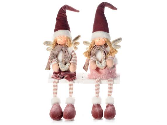 Long legged angel in fabric with wings and gold details