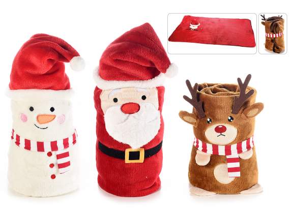 Christmas character plush blanket with button closure