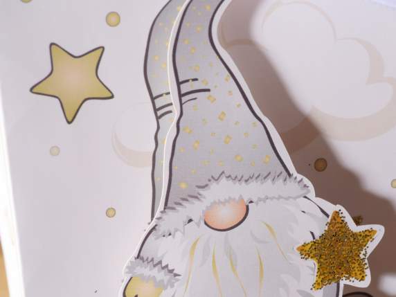 Decorated paper box with satin handles and glitter