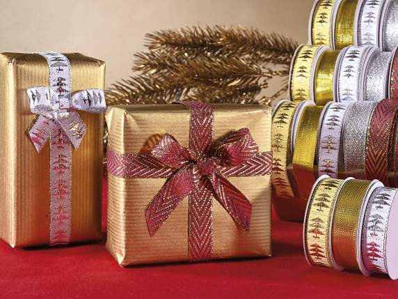 Display 24 Christmas ribbons 15 mm lamé effect