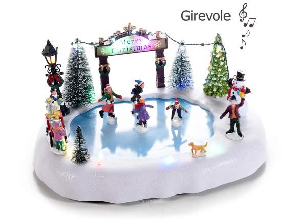 Skating rink with movement, multicolored lights and music