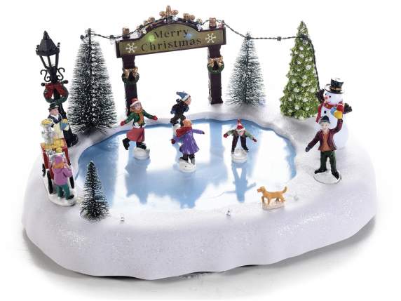 Ice rink with movement, multi-coloured lights and music