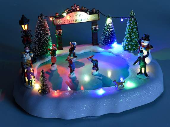 Skating rink with movement, multicolored lights and music
