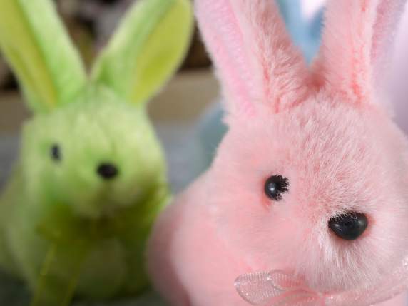 Colorful plush decorative bunny with bow